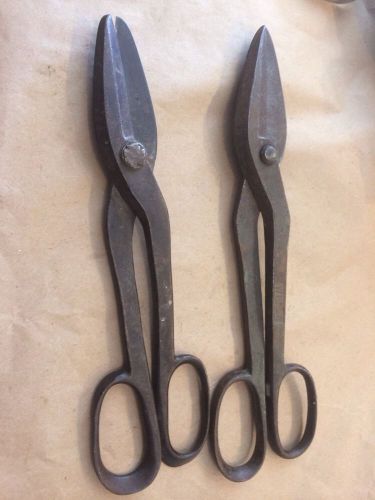 Vintage wiss 8 tin snips sheet metal shears scissors 14&#034;long &amp; no name 13&#034;&#034; for sale