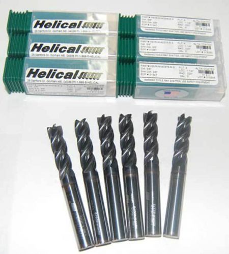 6 pc. helical 3/8&#034;x1-1/4&#034; vari. pitch high perf. carbide end mills w/c.r-sst,ti for sale