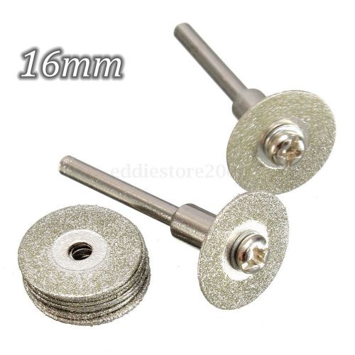 10Pcs 16mm Diamond Cutting Wheel Disc Rotary Tool Saw Blades +2 Mandrel Arbor