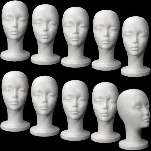 LESS THAN PERFECT MN-433LTP 10 PCS Female Styrofoam Mannequin Head w/ Long Neck