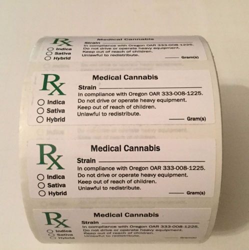 500 pc RX OREGON MEDICAL CANNABIS COMPLIANT LABEL 420 Tag USA