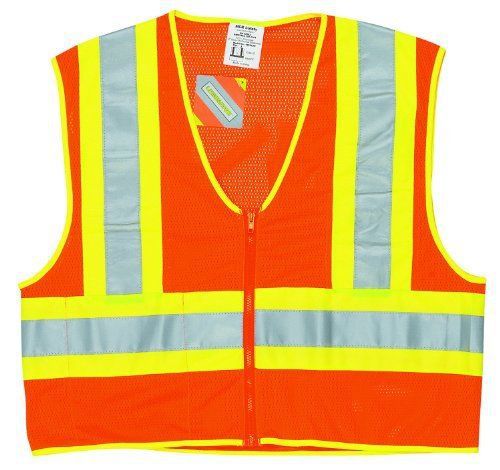 MCR Safety WCCL2OM Class 2 Polyester Mesh Safety Vest with 3M Scotchlite