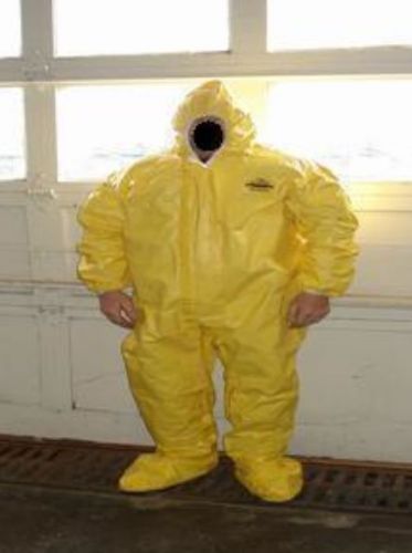 Lakeland 70150 coveralls yellow hood boots large dupont tyvek qc hazmat suit for sale