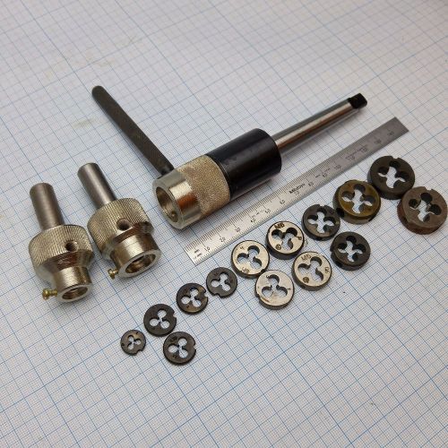 Lathe tailstock die holder set mt1 + 14 dies (m2;m2.5;m3;m3.5;m4;m5;m6;m7;m8) for sale