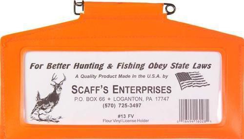 Scaff&#039;s #13FV Fluorescent Orange Vinyl License Holder Rustproof 9.75&#034; x 5.25&#034;