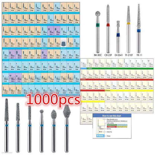 1000*Dental Diamond Burs Flat-end Medium FG 1.6mm for High speed Handpiece good