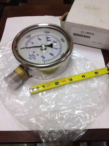 Pic gauges 201l-402r liquid filled pressure gauge, 0-5000 psi, 4&#034; dial, 1/2&#034; npt for sale