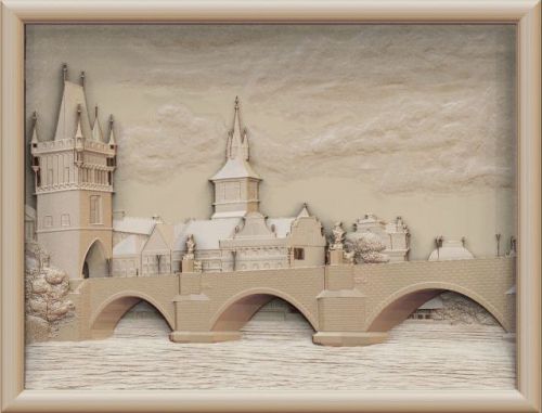 CNC 3d Relief Model STL for Router 3 axis Engraver  ArtCam # Charles Bridge