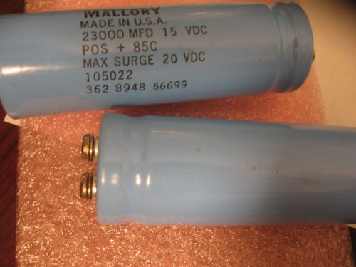 1 UNIT P/N 362 8948 56699 Aluminum Electrolytic Capacitor 2300MFD 15V SCREW