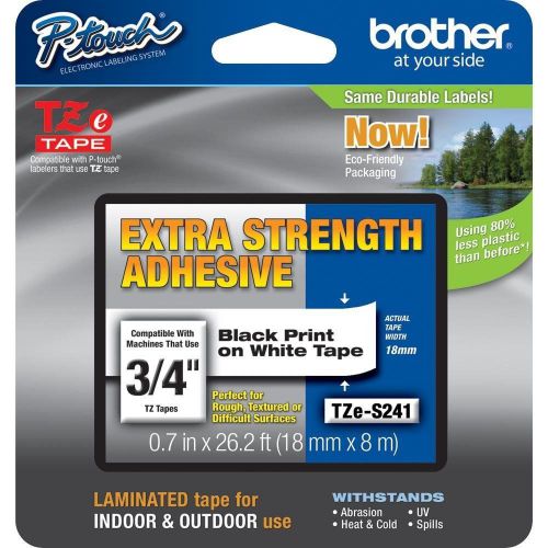 Brother Label Tape, Black/White, 26-1/5 ft. L TZe-S241