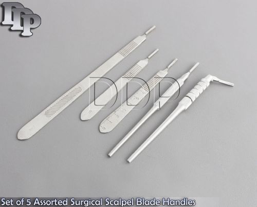 Set of 5 Assorted Surgical Scalpel Blade Handles Flat &amp; Round #3 #3L