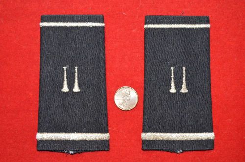 Pair Of Fire Capt Captain Epaulet Shoulder Boards 2 Silver Bugles FD Uniform