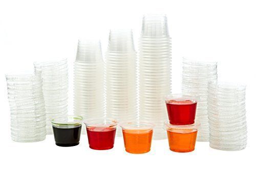 1 oz jello shot plastic tumbler cups with lids translucent/clear, 500 pcs for sale
