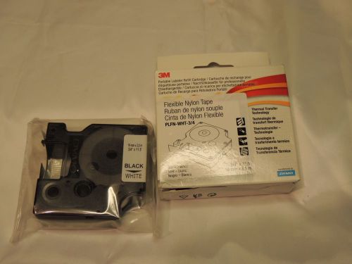 New 3M Dymo Flexible Nylon Tape Refill Cartridge PLFN-WHT-3/4 Black on White