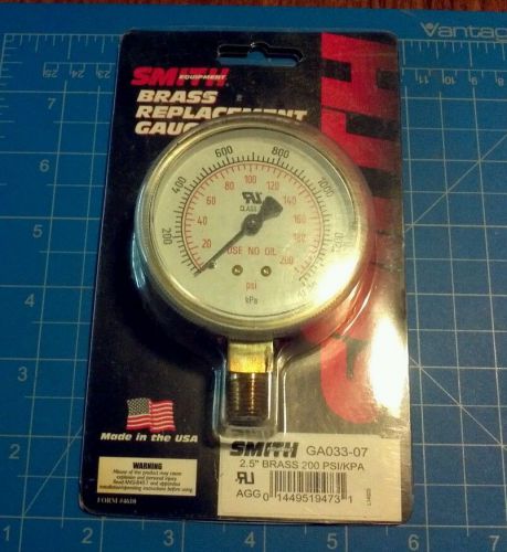 Smith ga033-07 2.5&#034; 200 psi / 1400 kpa brass replacement gauge miller usa for sale
