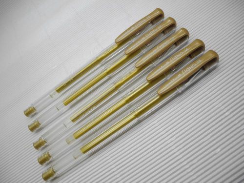 (10 Pens Pack) UNI-BALL SIGNO UM-100 0.8mm roller ball pen, Gold (Japan)