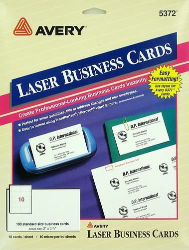 Avery 5372 Laser Business Cards -  10 Sheets / 100 Cards