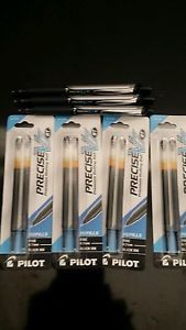 Pilot Precise V7 RT, 3 Pens With 4 Packs of Refills, Black Ink, 0.7mm Fine Point