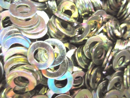 (500) 1/4 GRADE 8 SAE FLAT WASHERS YELLOW ZINC 500 PIECES