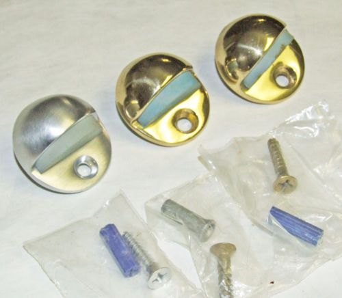 3 IVES Floor Dome Door Stops - Brushed Nickel &amp; Brass