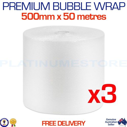 3x 500mm x 50M Metres Bubble Wrap Roll Bubblewrap Clear 10mm Bubbles FREE POST