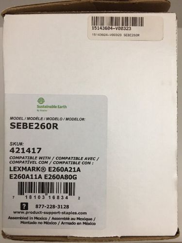 NEW STAPLES SEBE260R BLACK TONER CARTRIDGE LEXMARK E260D/E260DN/E360DN/E460DN