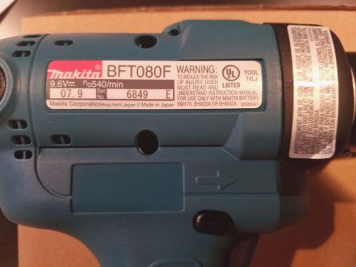 Makita BFT080F Pistol Grip Cordless 9.6V Nutrunner Screwdriver Torque Control