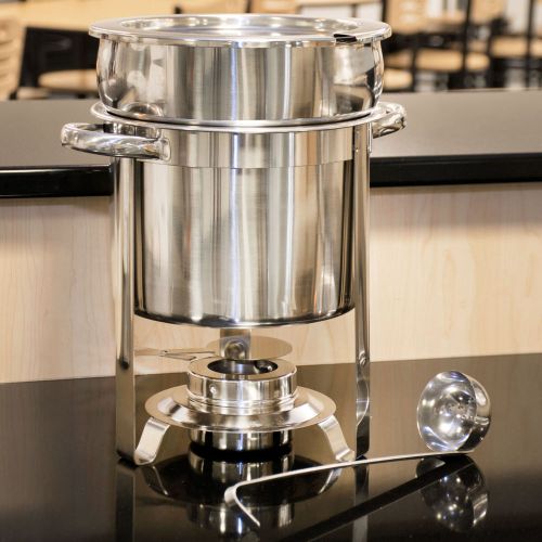 Choice deluxe 7 qt. soup chafer / marmite stainless steel chafing dish for sale