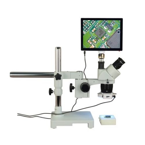 Trinocular 20X-40X-80X 5MP Touchscreen Boom Stereo Microscope+56 LED Ring Light