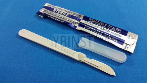 5 DISPOSABLE STERILE SURGICAL SCALPELS #21 WITH GRADUATED PLASTIC HANDLE