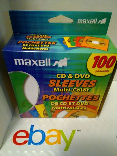 Maxell cd and dvd sleeves multi-color 100 pack for sale