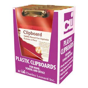 CHARLES LEONARD CLIPBOARD PLASTIC ASRTD COLORS 12PK