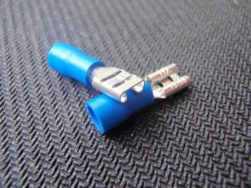 500PC FEMALE SPADE CRIMP BLUE 1/4&#034; CONN .250 BLUE 16-14AWG