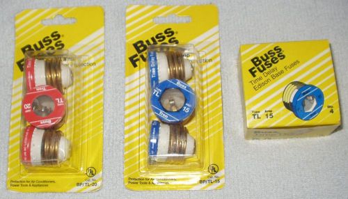 COOPER BUSSMAN PLUG FUSES TIME DELAY (7) 15 AMP 125 V &amp; (3)  20 AMP 125 V MOTOR