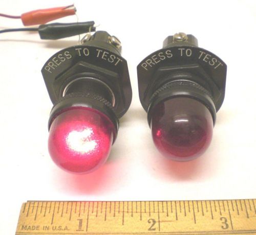 Press-to-Test, 2 Military Pilot Light Assemblies By Dialco, Series 820-2701, USA