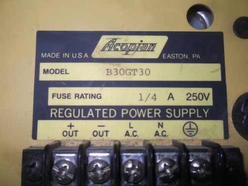 (V53) 1 USED ACOPIAN B30GT30 POWER SUPPLY