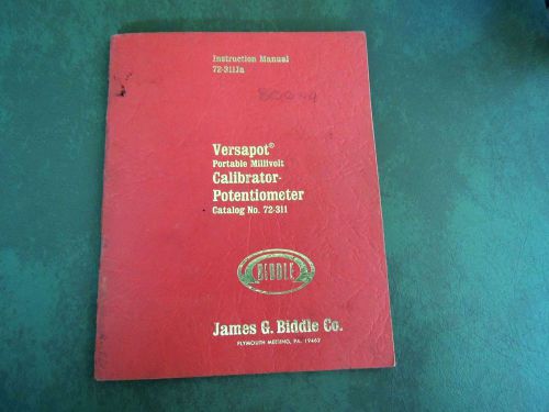 Biddle 72-311Ja Versapot Portable Millivolt Calibrator Potentiometer Manual 1978