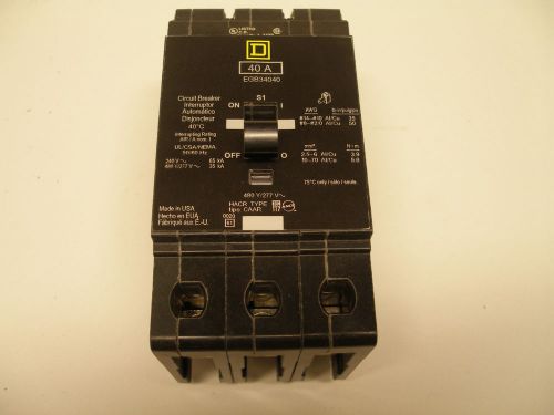 Square d breaker model egb34040 4800/277vac - 40amp - 3pole for nf panel (new) for sale