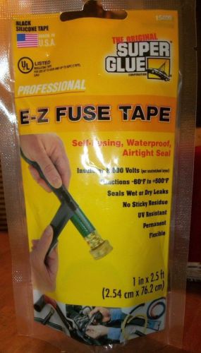 Super glue e z fuse tape black 2.5ft repair waterproof airtight seal self fusing for sale
