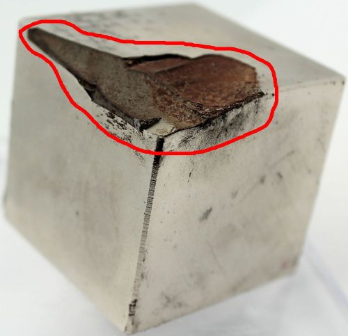 1 Neodymium Magnet - 2 inch Cube - Damaged Magnet Sale - DAM111