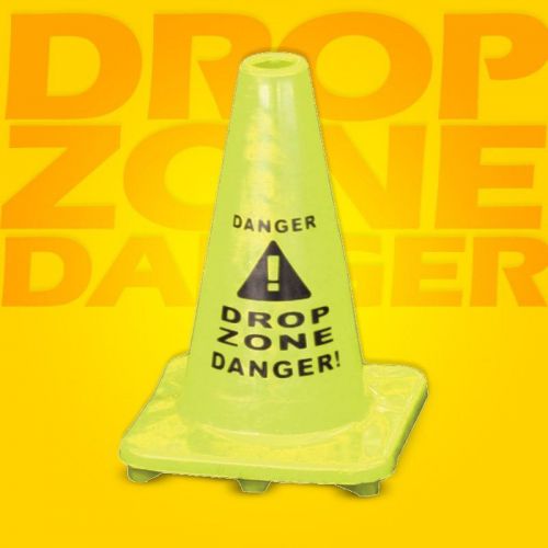 Landscaper &#034;drop zone danger&#034; 12&#034; hi-vis green pvc,8 x 8 base,keep workers safe for sale