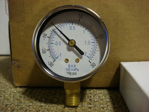 Nuline pressure gauge 2 1/2&#034; dial 1/4&#034; npt scale range 30-0-30 steel case for sale