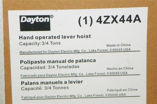 NEW Dayton Hand Lever Chain Hoist 3/4 Ton Lift 10 ft Model 4ZX44  Fast Shipping