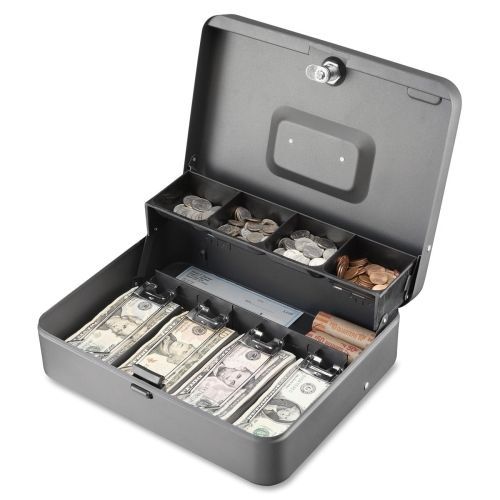 Steelmaster tiered tray cash box - 4 bill - 5 coin - steel - gray for sale