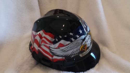 MSA 10079479 Hard Hat, Front Brim, Slotted, 4-Ratchet, Eagle w/Flag