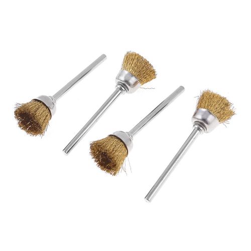 4 Pieces Bowl Shape Metal Wire Shank Polishing Brush 2&#034; Length Gold Tone