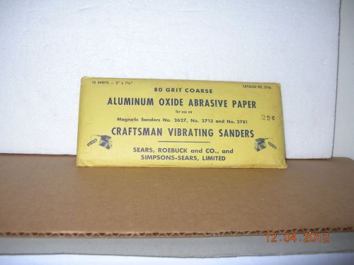 VTG NOS SEARS ALUMINUM OXIDE ABRASIVE PAPER CRAFTSMAN 2746 18 SHEETS 80 GRIT