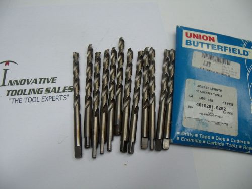 1/4 Jobber Length CO Drill HD Bright Union Butterfield Brand 12pcs