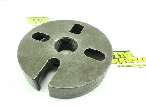 6-1/2&#034; DIAMETER CAST IRON DOG DRIVER FACE PLATE W/  1-3/4&#034; THREADED MOUNT