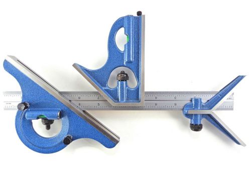 Blem Cosmetic Second PEC 12&#034; 16R 4 pc combination machinist square protractor